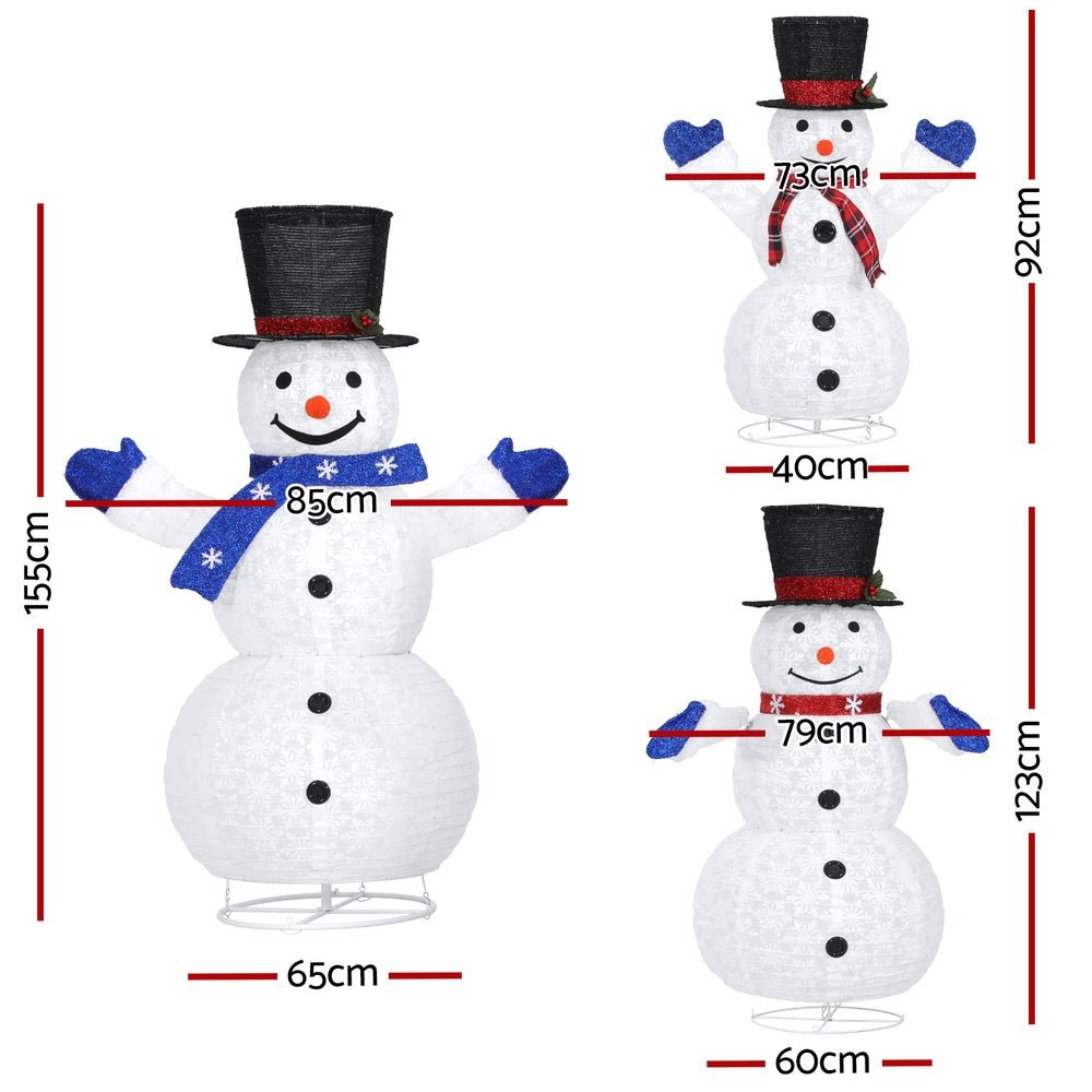 Jingle Jollys Christmas Lights 330 LED Fairy Light 3pcs Snowman Decorations Set - Outdoorium