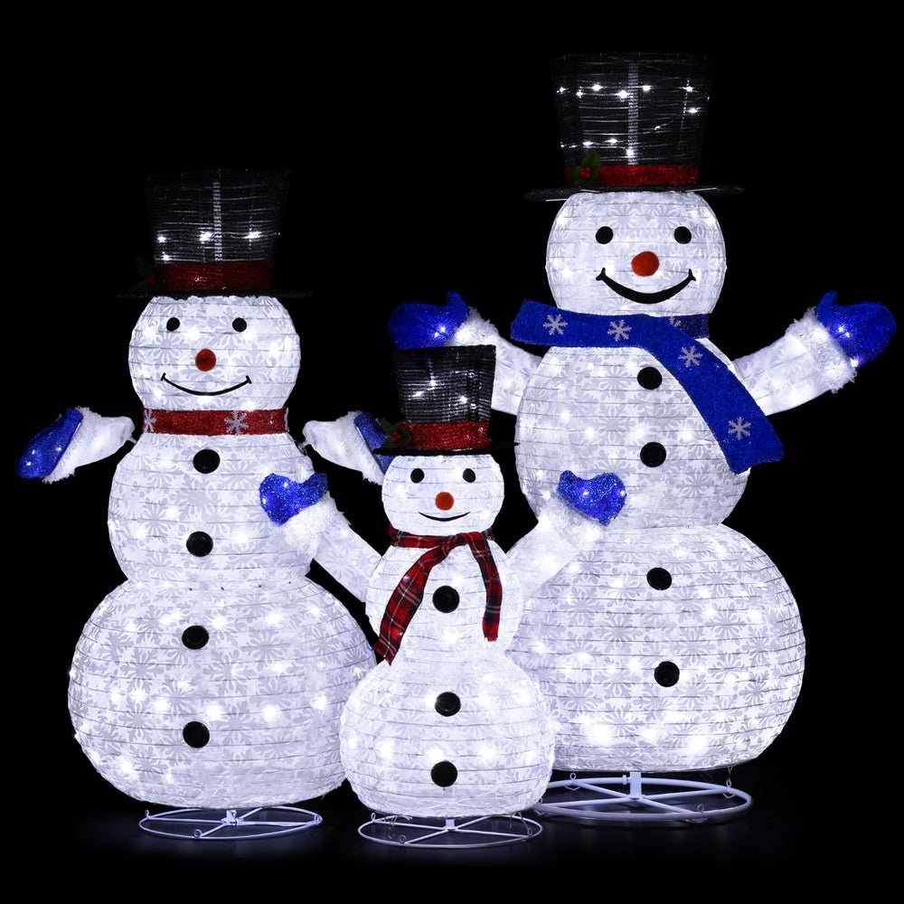 Jingle Jollys Christmas Lights 330 LED Fairy Light 3pcs Snowman Decorations Set - Outdoorium