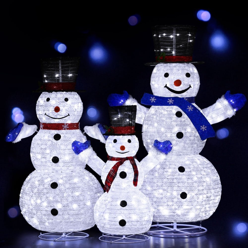 Jingle Jollys Christmas Lights 330 LED Fairy Light 3pcs Snowman Decorations Set - Outdoorium