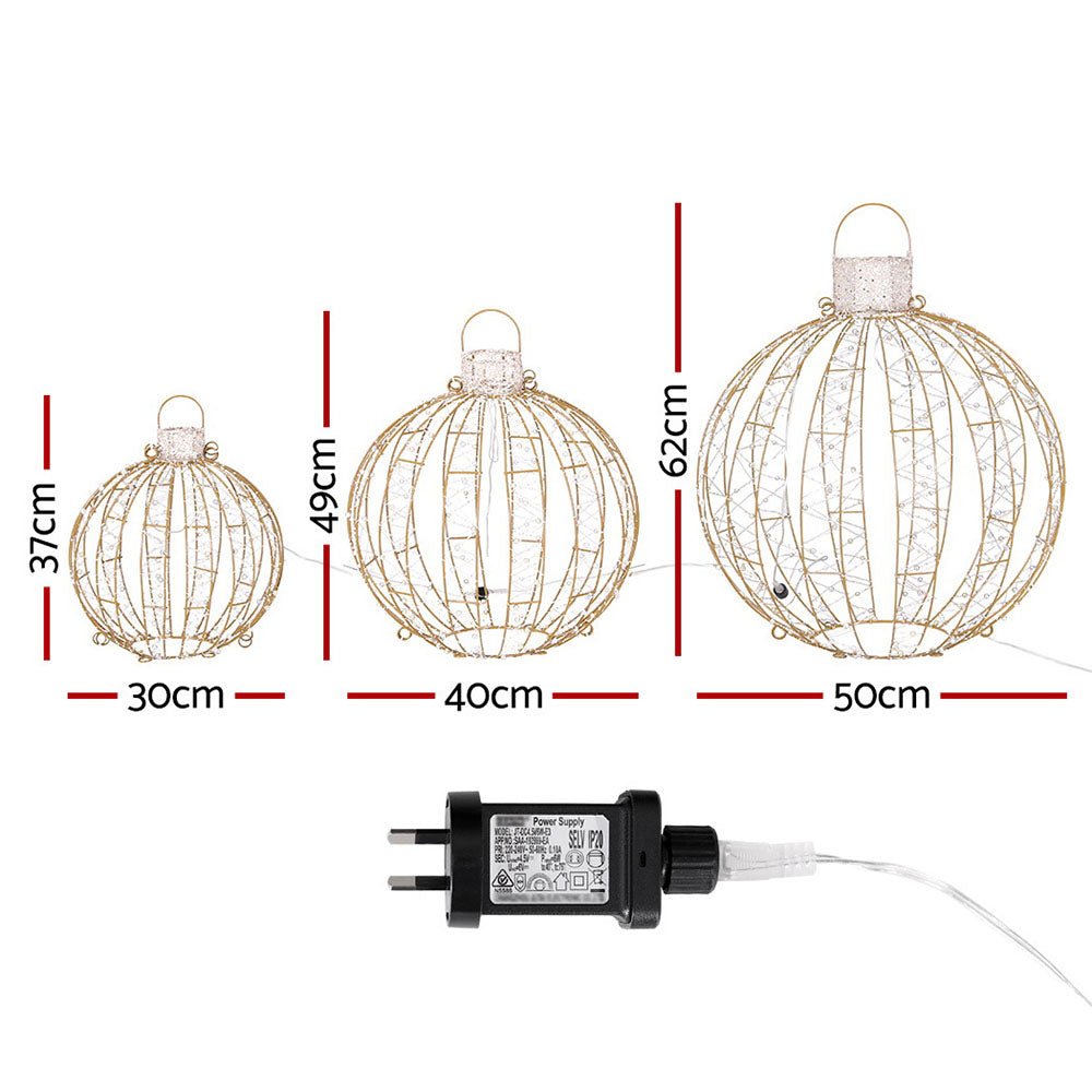 Jingle Jollys Christmas Lights 360 LED Fairy Light 3pcs Ball Decorations Set - Outdoorium