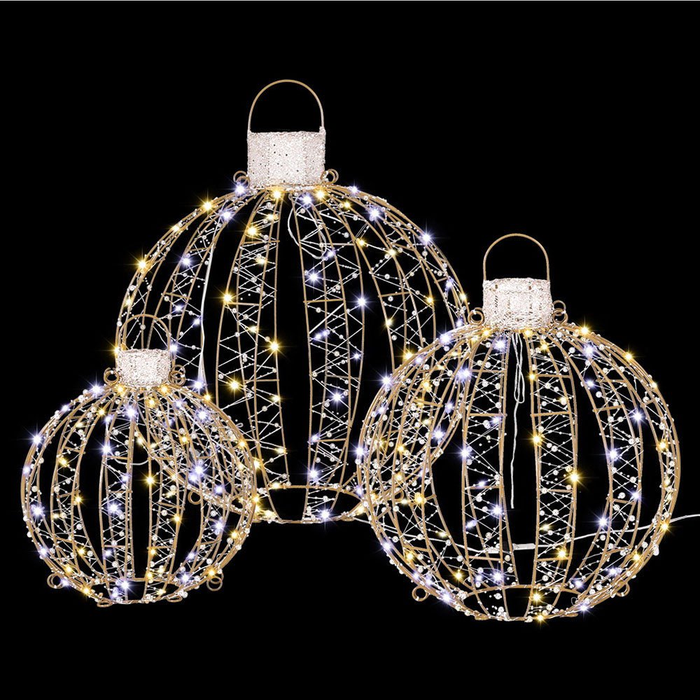 Jingle Jollys Christmas Lights 360 LED Fairy Light 3pcs Ball Decorations Set - Outdoorium