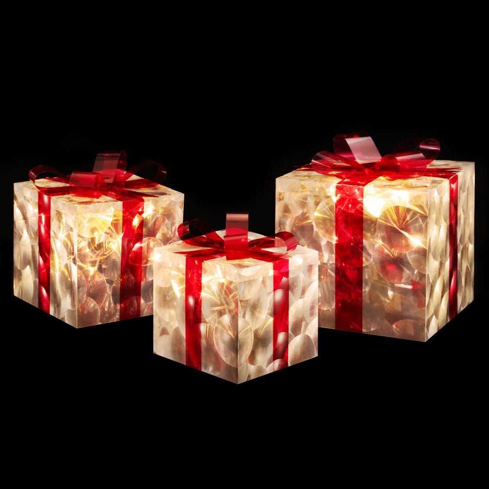 Jingle Jollys Christmas Lights 70 LED Fairy Light Gift Box 3pcs Decorations Red - Outdoorium