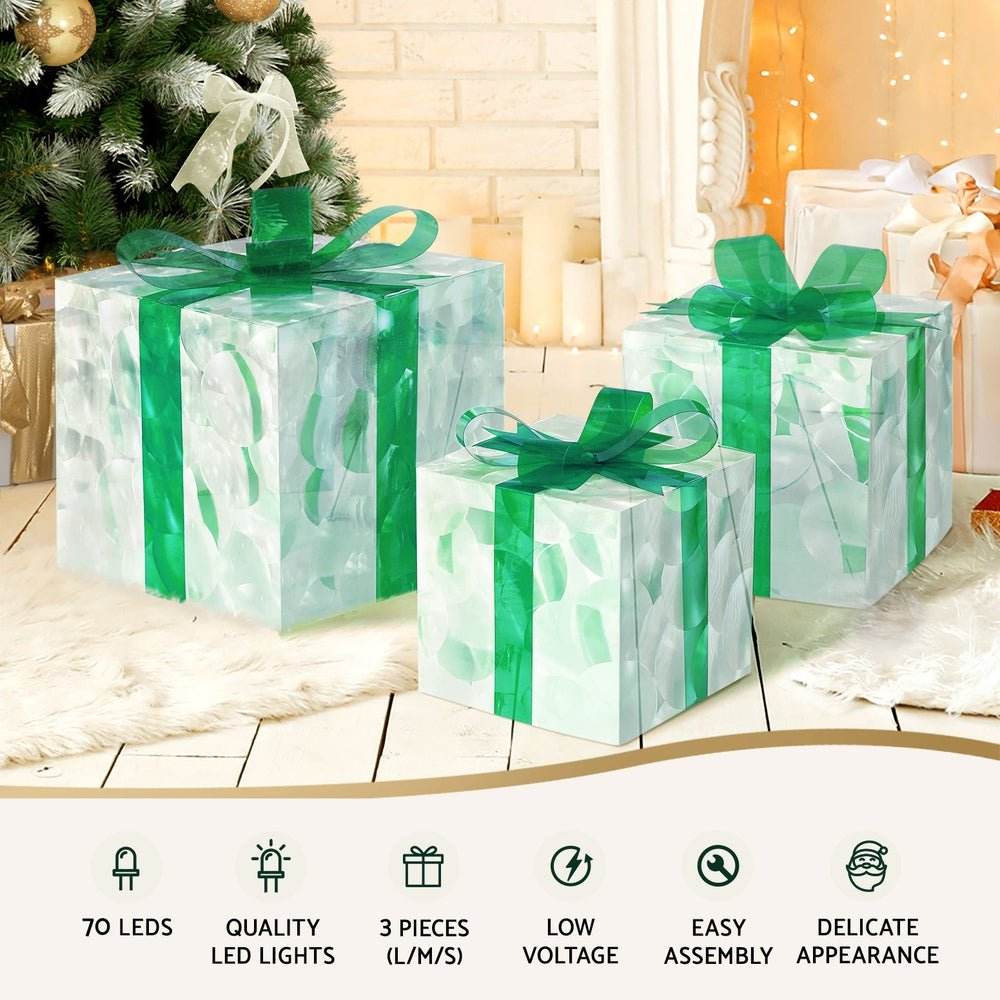3 PCS Christmas Lights 70 LED Fairy Light Gift Box Jingle Jollys - Outdoorium