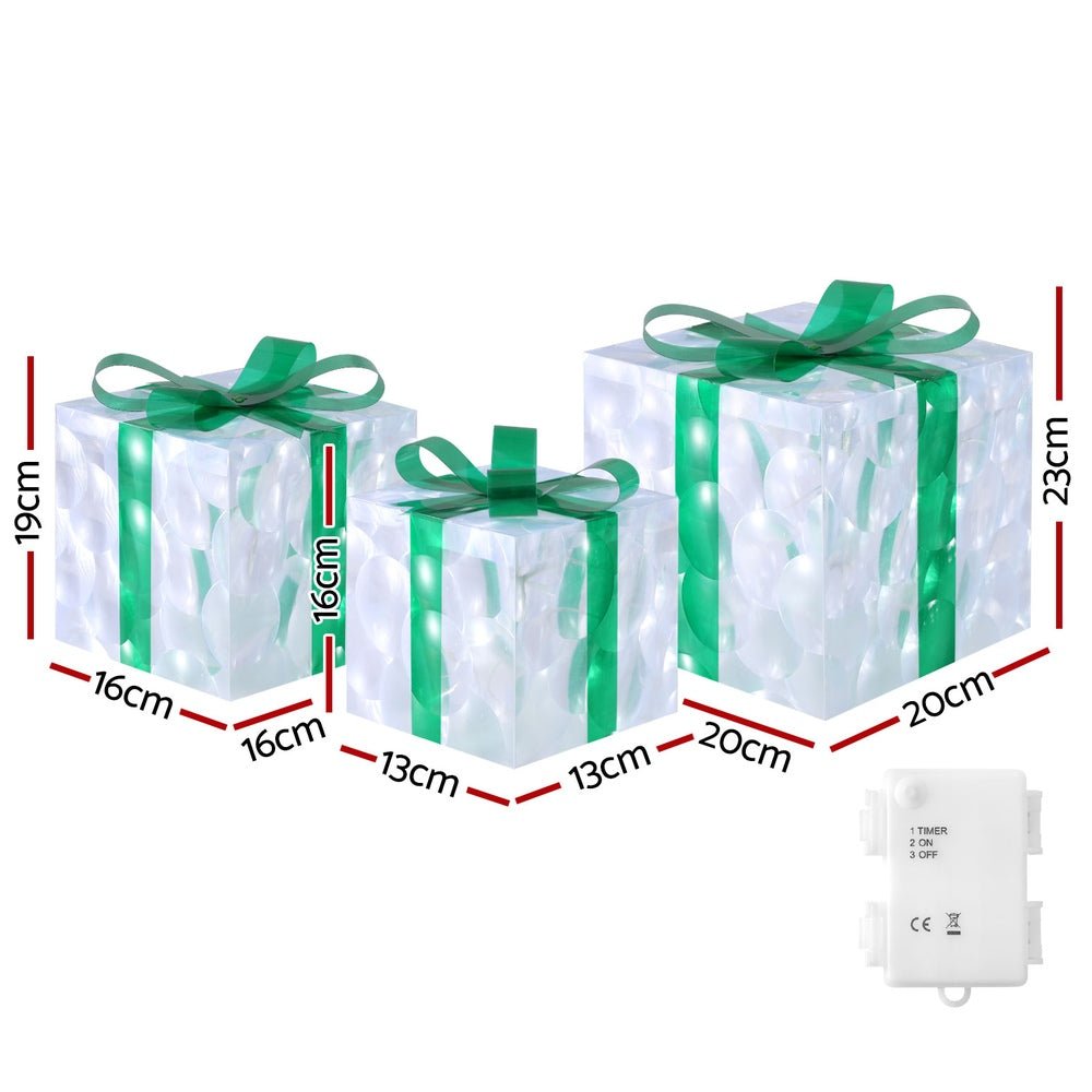 Jingle Jollys Christmas Lights 70 LED Fairy Light Gift Box 3pcs Decorations Set - Outdoorium