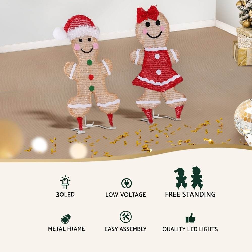 30 LED Christmas Lights Gingerbread Motif Fairy Light Decoration Jingle Jollys - Outdoorium