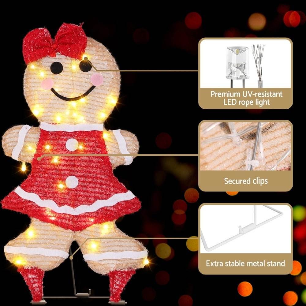 30 LED Christmas Lights Gingerbread Motif Fairy Light Decoration Jingle Jollys - Outdoorium