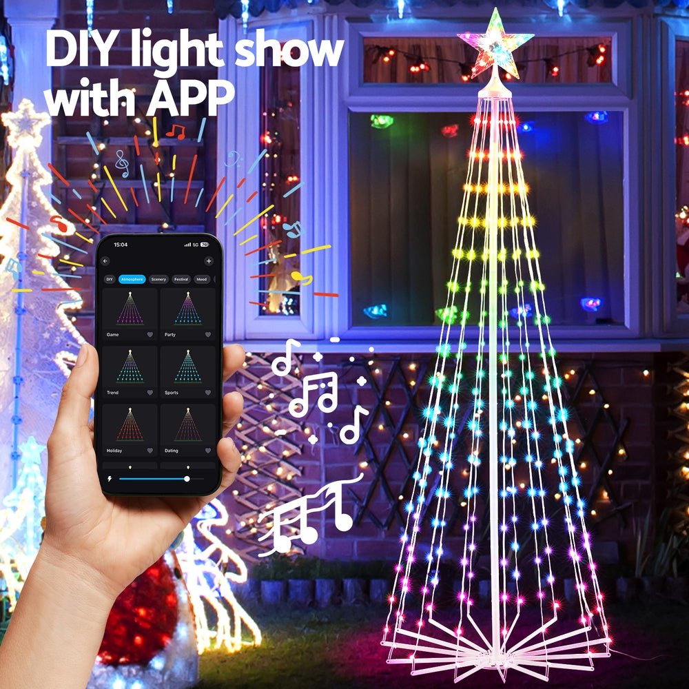 Jingle Jollys Christmas Tree 1.8m 265 RGB LED Fairy Lights Xmas Trees Decoration - Outdoorium