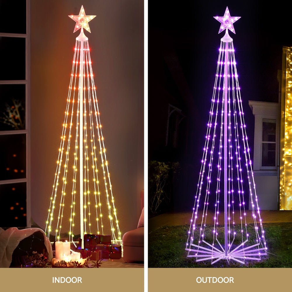 Jingle Jollys Christmas Tree 1.8m 265 RGB LED Fairy Lights Xmas Trees Decoration - Outdoorium