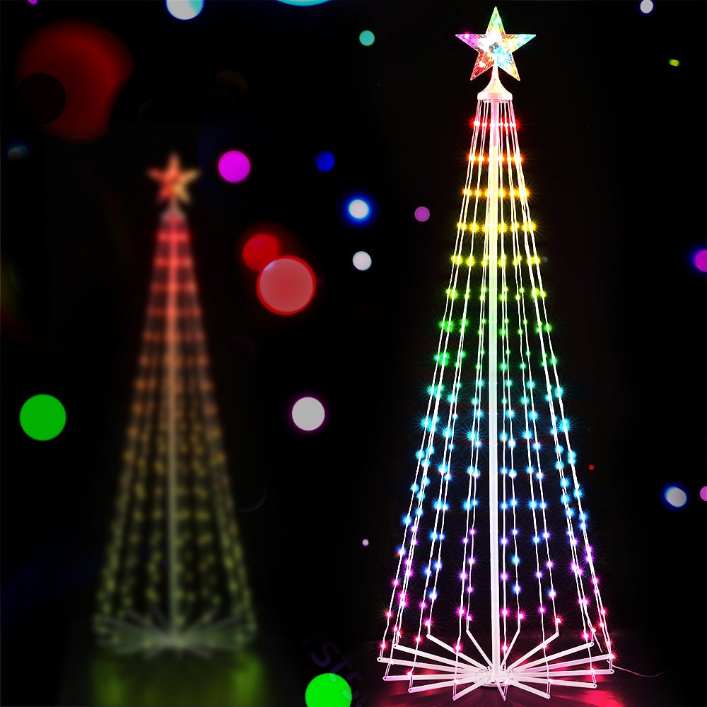 Jingle Jollys Christmas Tree 1.8m 265 RGB LED Fairy Lights Xmas Trees Decoration - Outdoorium