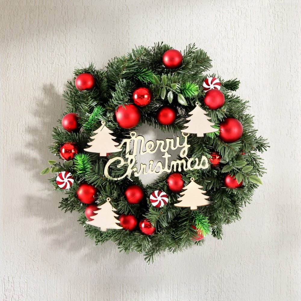 Jingle Jollys Christmas Wreath 40CM Xmas Garland Baubles Ornaments Party Decor - Outdoorium