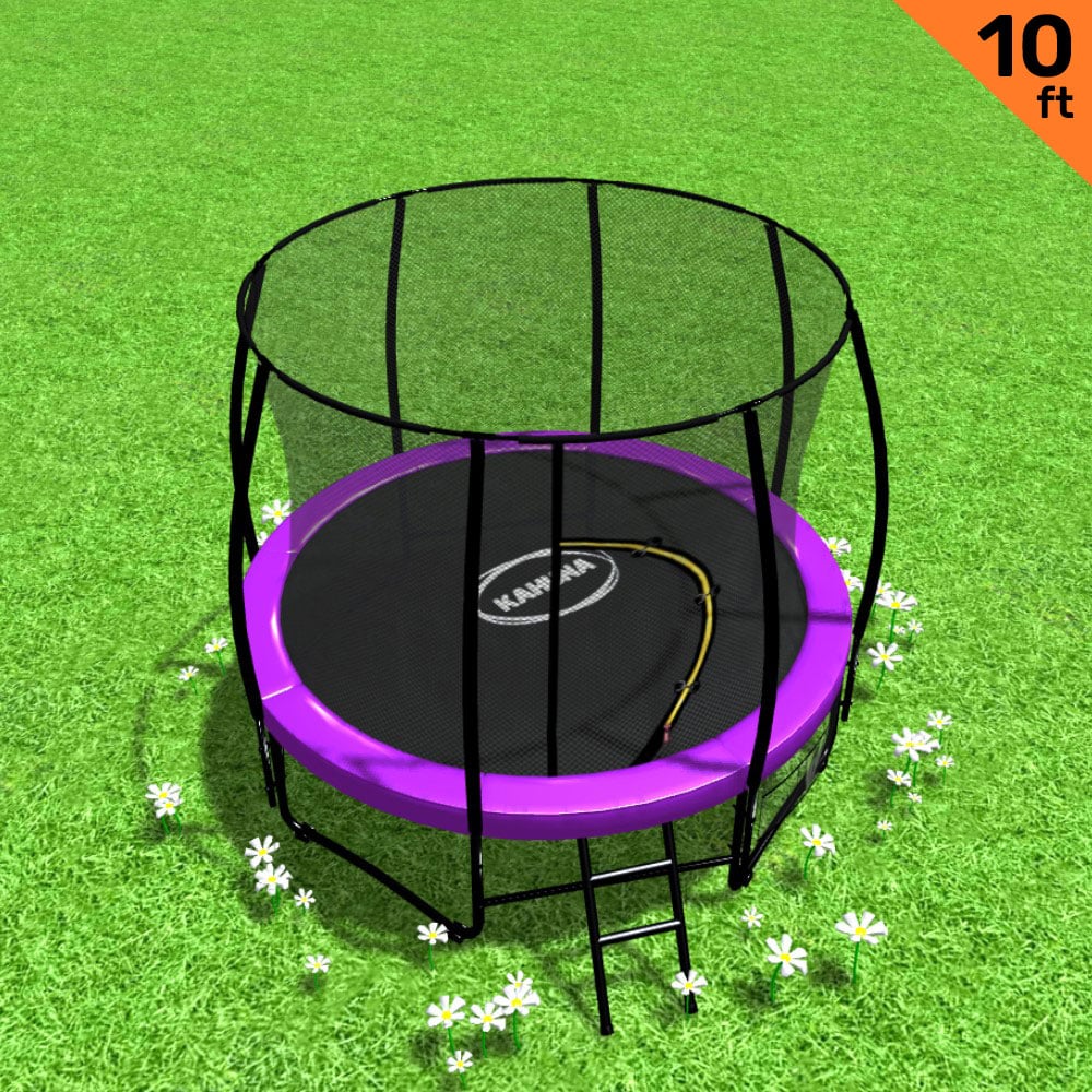 Kahuna 10ft Trampoline Free Ladder Spring Mat Net Safety Pad Cover Round Enclosure Purple - Outdoorium