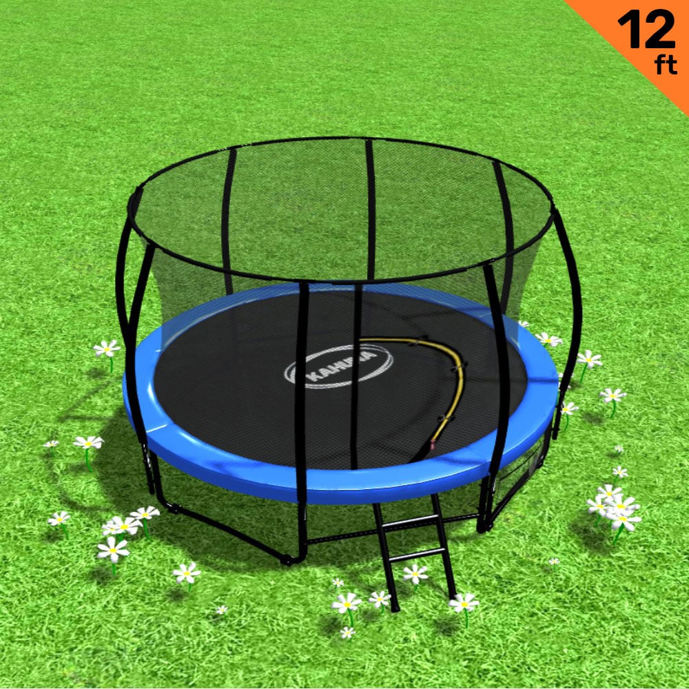 Kahuna 12ft Trampoline Free Ladder Spring Mat Net Safety Pad Cover Round Enclosure Blue - Outdoorium