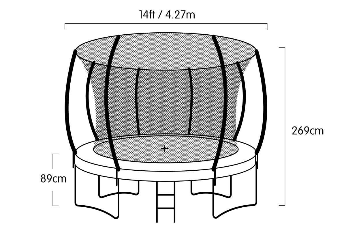 Kahuna 14ft Trampoline Free Ladder Spring Mat Net Safety Pad Cover Round Enclosure - Purple - Outdoorium