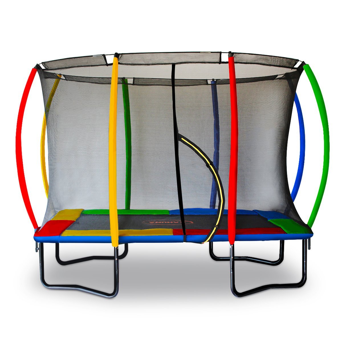 Kahuna 6ft x 9ft Outdoor Rectangular Rainbow Trampoline With Safety Enclosure - Outdoorium