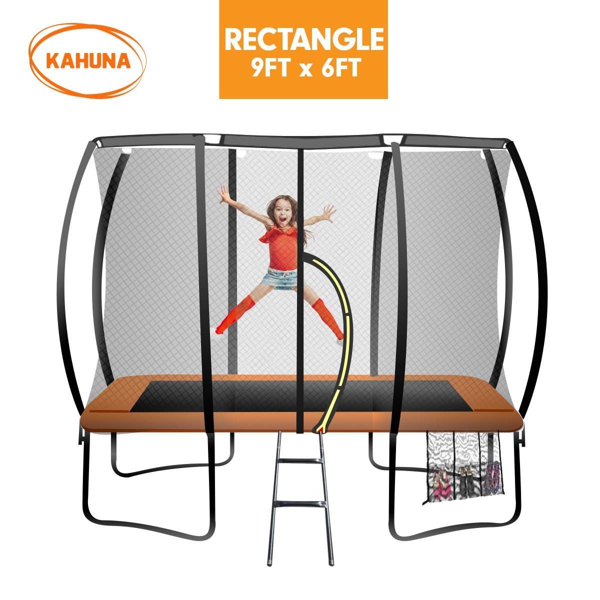 Kahuna 6ft X 9ft Trampoline Free Safety Net Spring Pad Cover Mat Ladder Basketball Set - Outdoorium