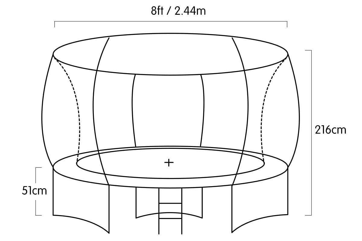 Kahuna 8ft Outdoor Rainbow Trampoline For Kids And Children Suited For Fitness Exercise Gymnastics With Safety Enclosure - Outdoorium