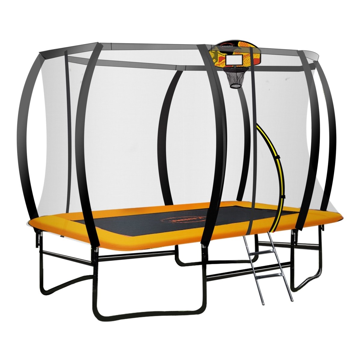 Kahuna 8ft X 11ft Outdoor Rectangular Orange Trampoline with Safety Enclosure. | Outdoorium