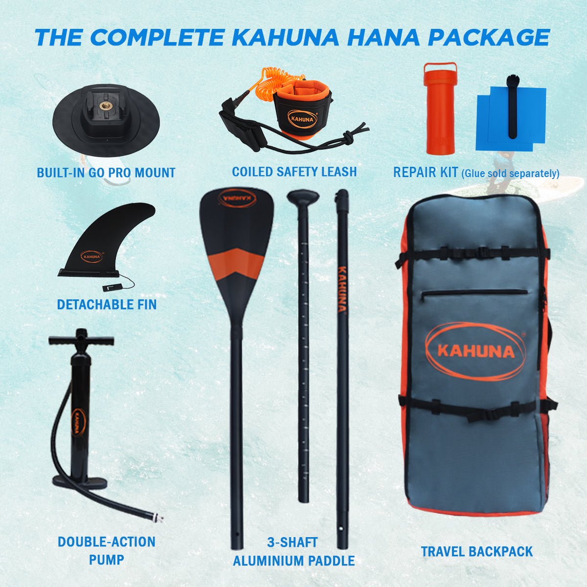 Kahuna Hana Inflatable Stand Up Paddle Board 10FT w/ iSUP Accessories - Outdoorium