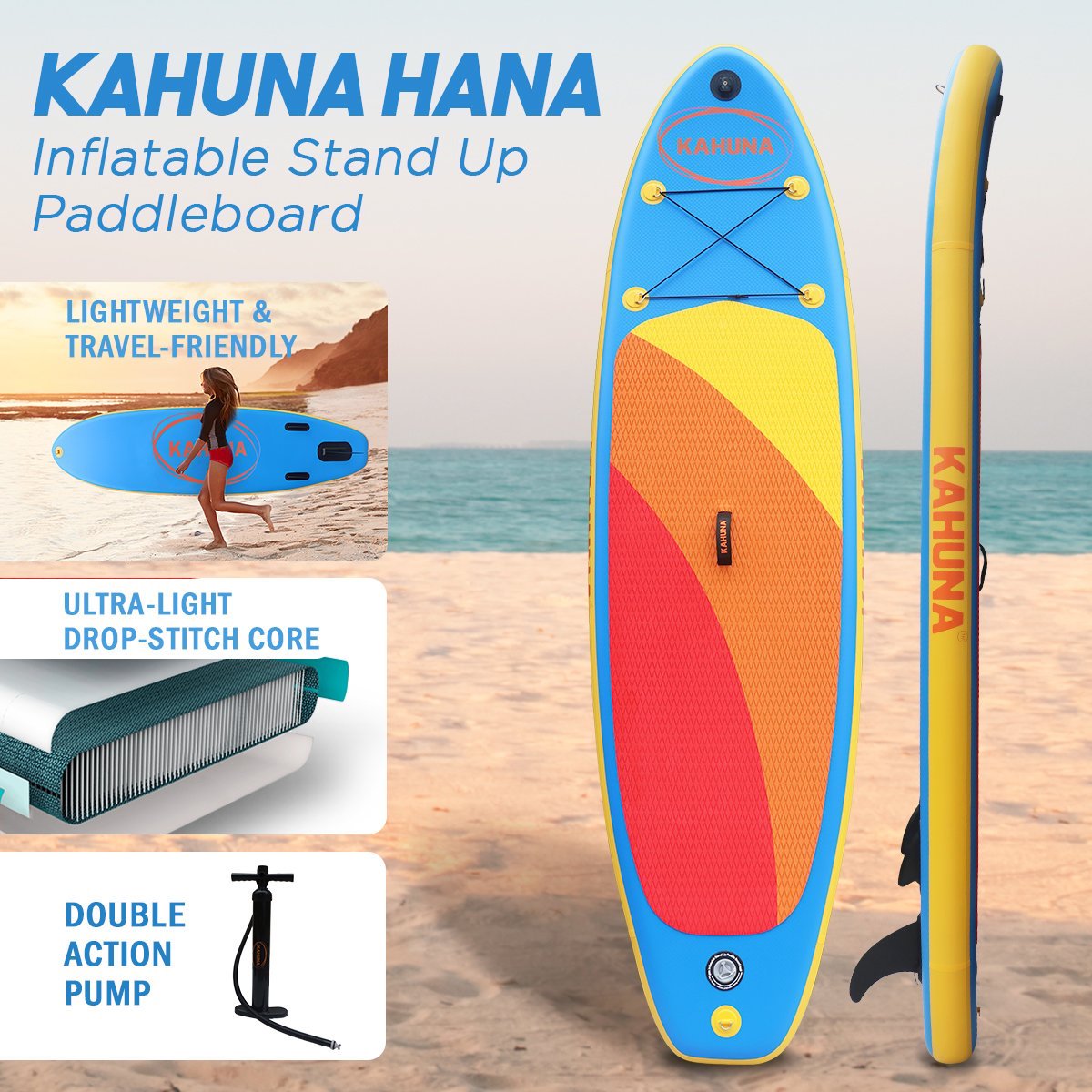 Kahuna Hana Inflatable Stand Up Paddle Board 10FT w/ iSUP Accessories - Outdoorium