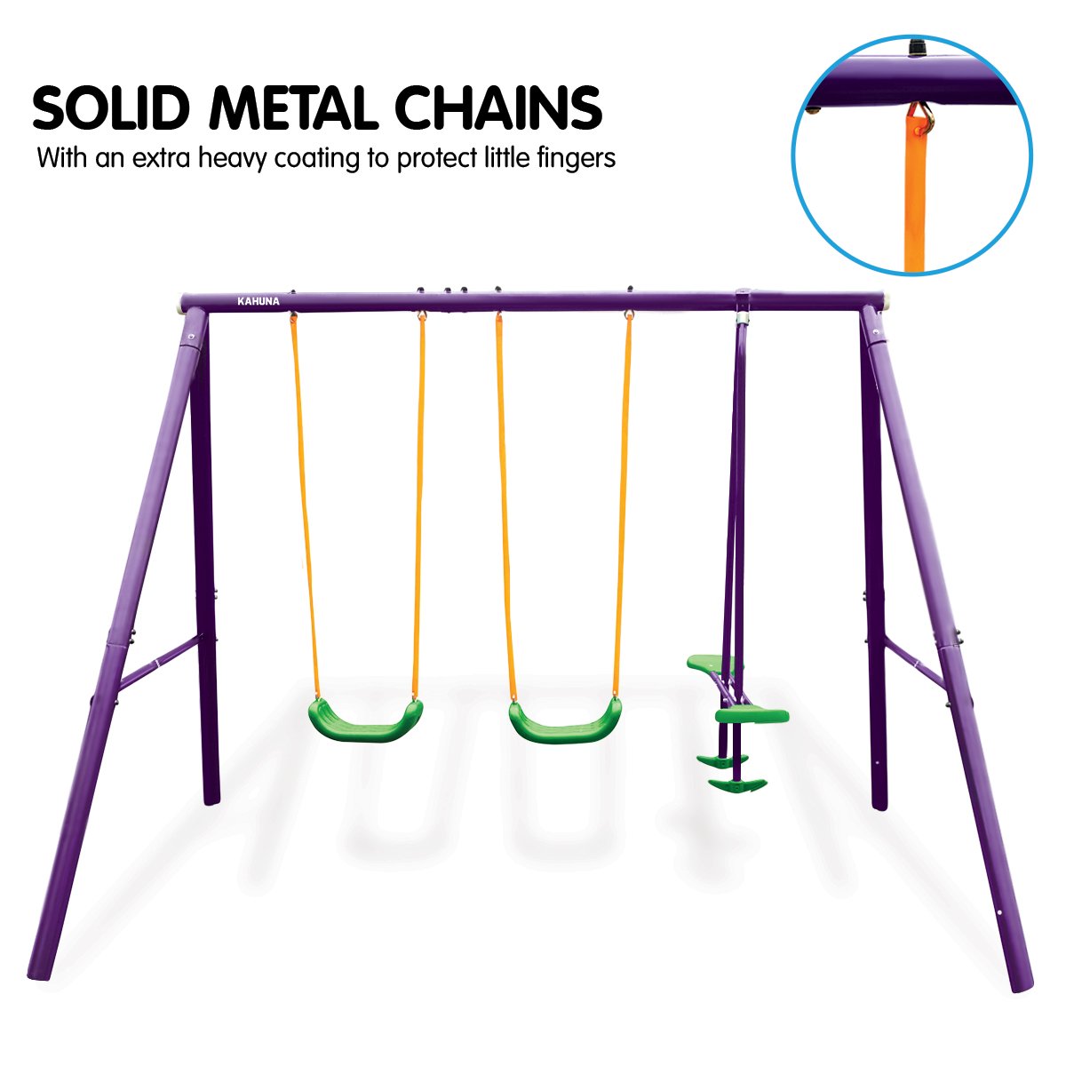 Kahuna Kids 4 - Seater Swing Set Purple Green - Outdoorium