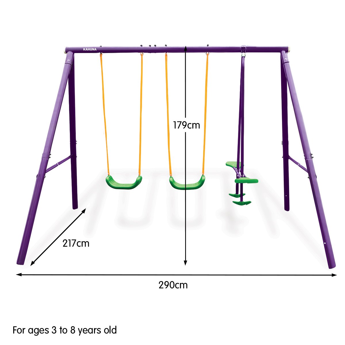 Kahuna Kids 4 - Seater Swing Set Purple Green - Outdoorium