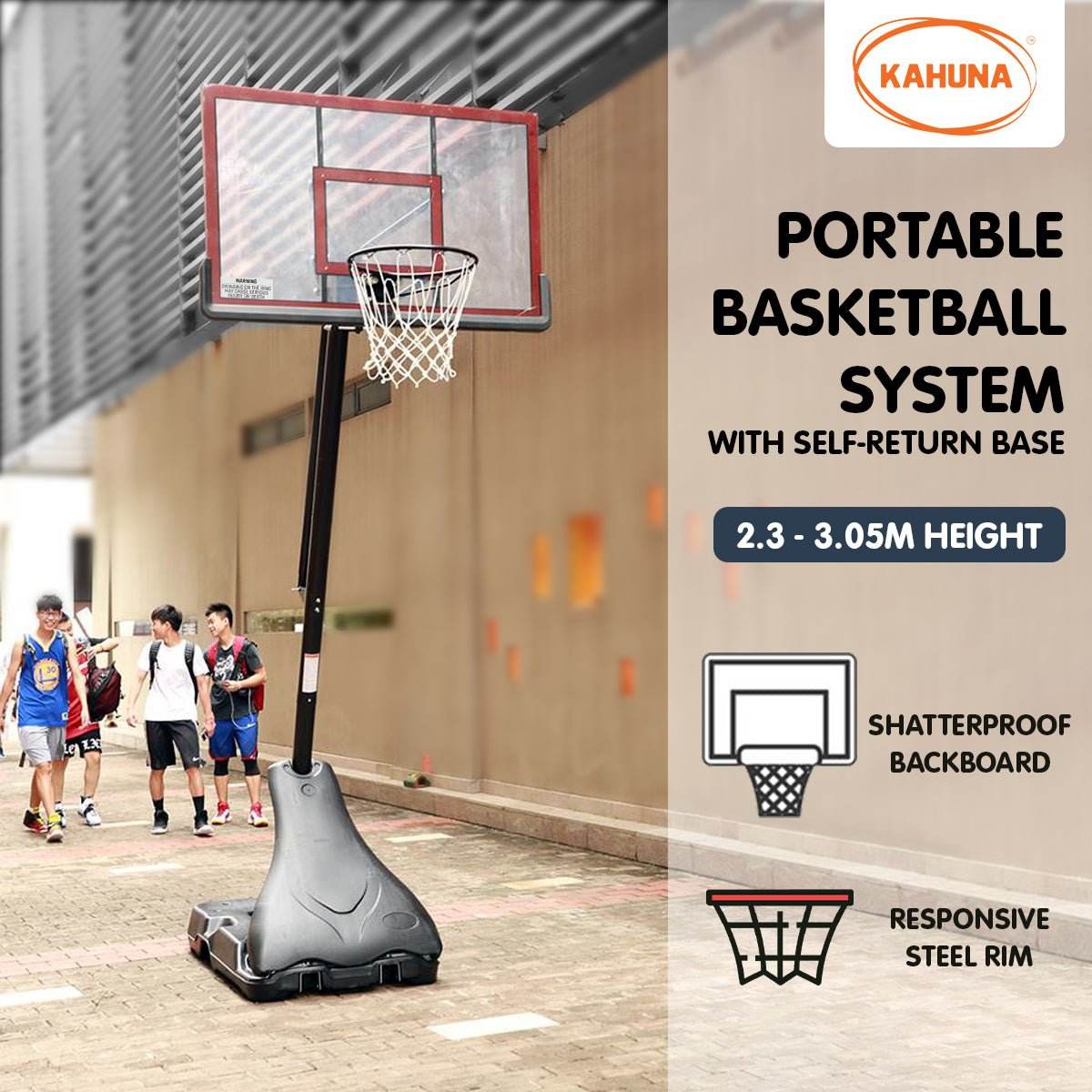 Kahuna Portable Basketball Ring Stand w/ Adjustable Height Ball Holder | Outdoorium