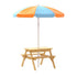 Keezi Kids Outdoor Table and Chairs Picnic Bench Umbrella Set Water Sand Pit Box - Outdoorium