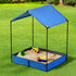 Keezi Kids Sandpit Metal Sandbox Sand Pit with Canopy Cover Outdoor Toys 120cm | Outdoorium