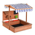 Keezi Kids Sandpit Wooden Canopy Sandbox With Cover Funnel Outdoor Toys 110cm - Outdoorium