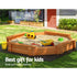 Keezi Kids Sandpit Wooden Round Sand Pit with Cover Bench Seat Beach Toys 182cm - Outdoorium