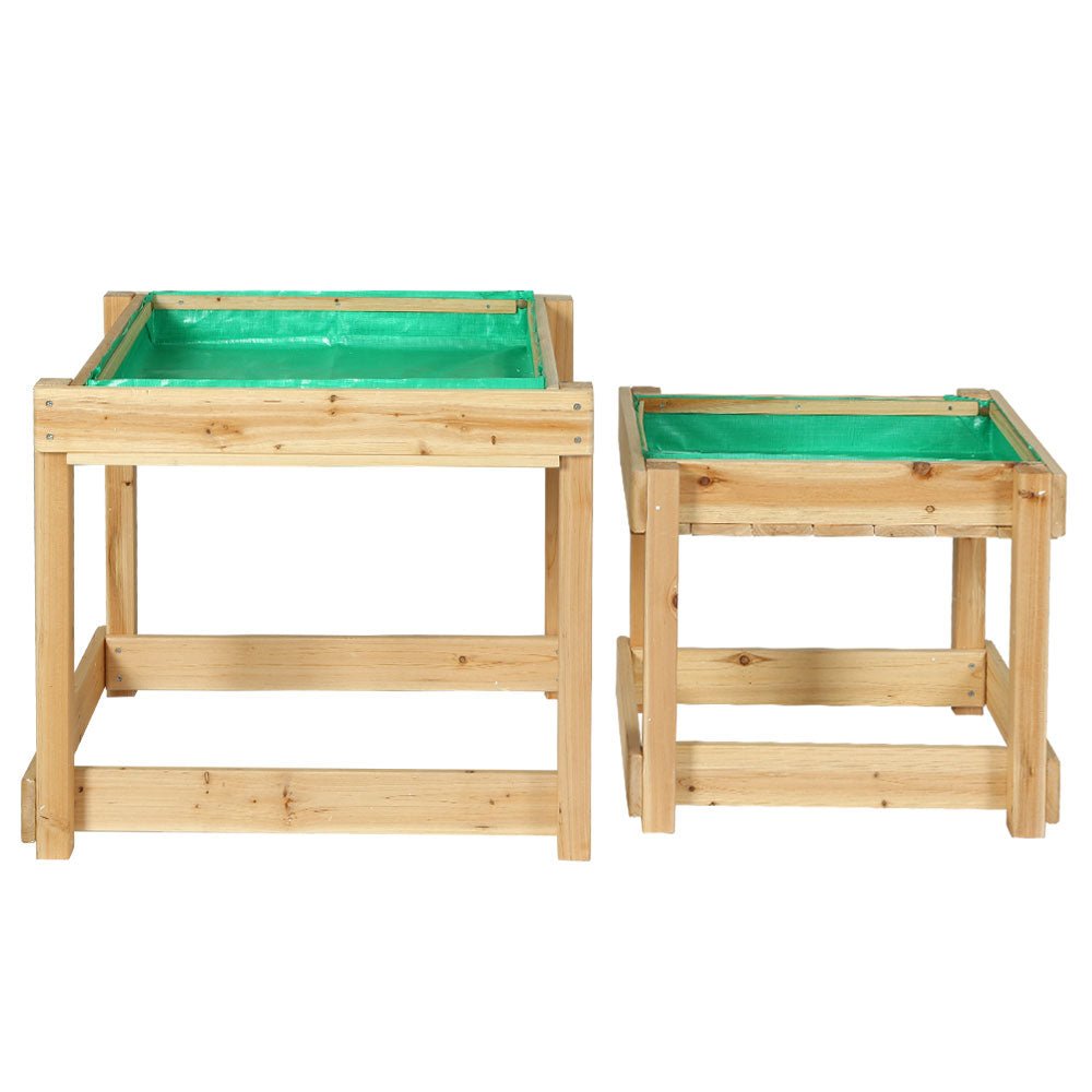 Keezi Kids Sandpit Wooden Sandbox Sand Pit Water Table Outdoor Toys 101cm - Outdoorium