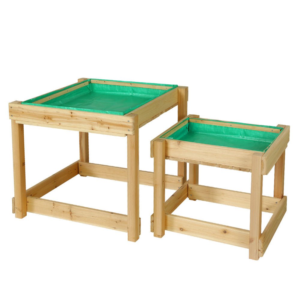 Keezi Kids Sandpit Wooden Sandbox Sand Pit Water Table Outdoor Toys 101cm - Outdoorium