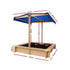 Keezi Kids Sandpit Wooden Sandbox Sand Pit with Canopy Bench Seat Toys 101cm | Outdoorium
