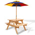 Keezi Kids Wooden Picnic Table Set with Umbrella - Outdoorium