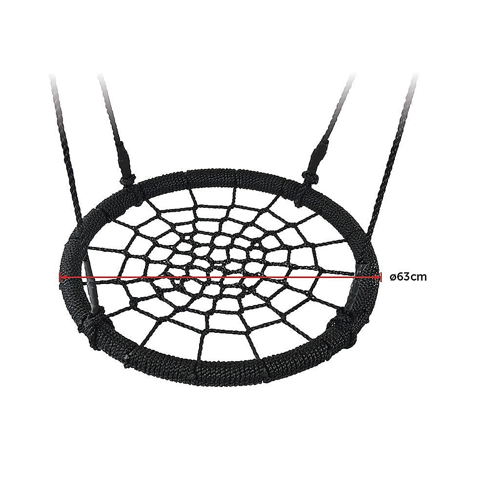 Kids Rope Swing Round Outdoor Birds Crows Nest Spider Web Swing Seat 65cm - Outdoorium