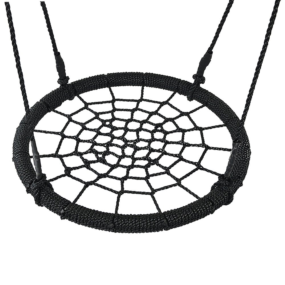 Kids Rope Swing Round Outdoor Birds Crows Nest Spider Web Swing Seat 65cm - Outdoorium