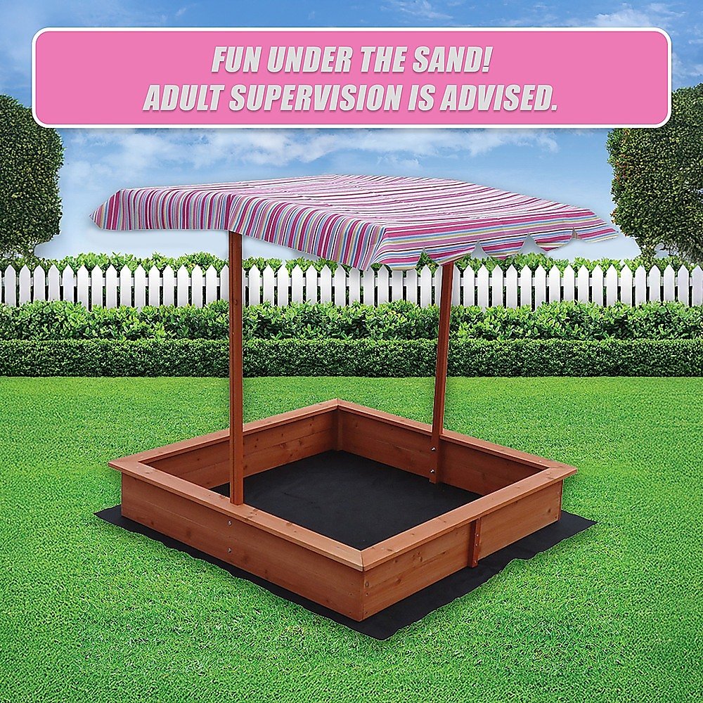 Kids Wooden Toy Sandpit with Adjustable Canopy - Outdoorium