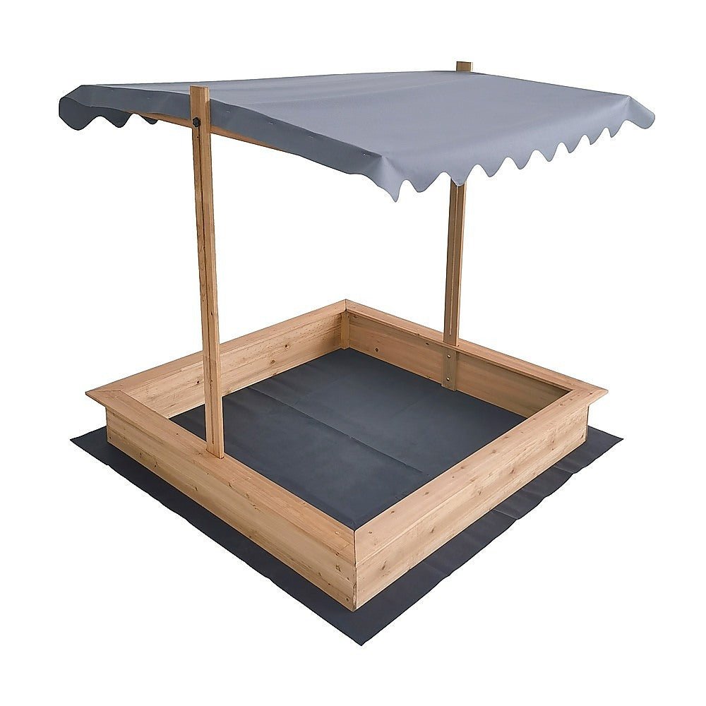 Kids Wooden Toy Sandpit with Adjustable Canopy - Outdoorium