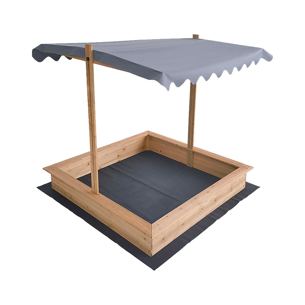 Kids Wooden Toy Sandpit with Adjustable Canopy - Outdoorium