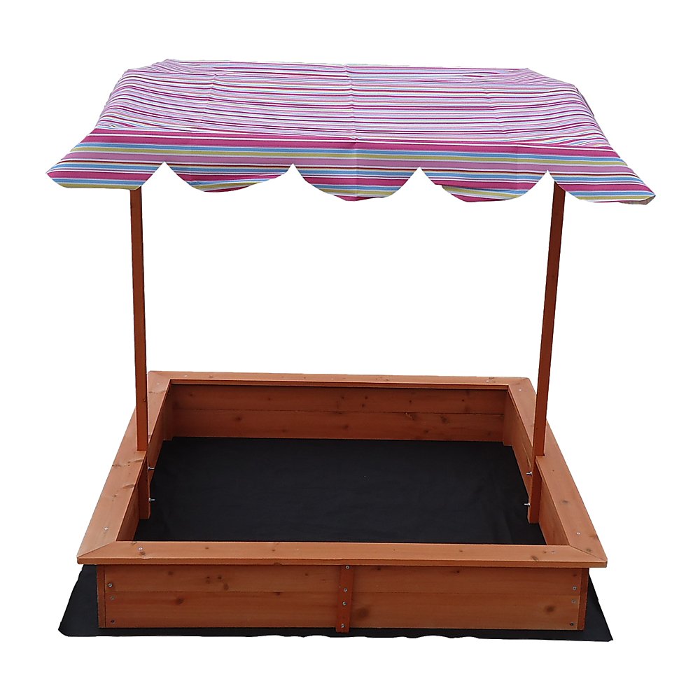 Kids Wooden Toy Sandpit with Adjustable Canopy - Outdoorium