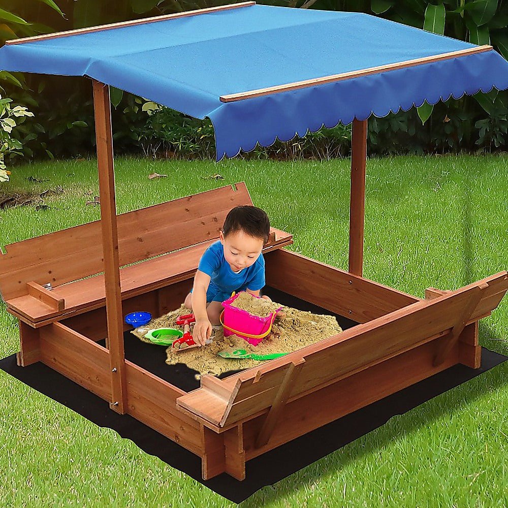 Kids Wooden Toy Sandpit with Canopy - Outdoorium