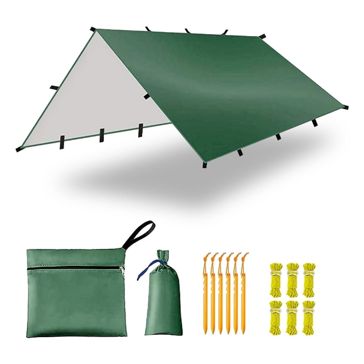 KILIROO 3X4m Large Waterproof Camping Tarp Tent (Forest Green) - Outdoorium