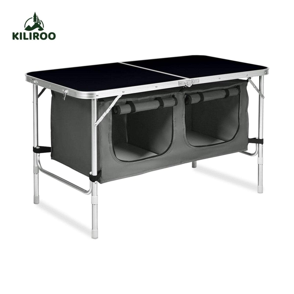 KILIROO Camping Table 120cm Black (With Grey Storage Bag) - Outdoorium