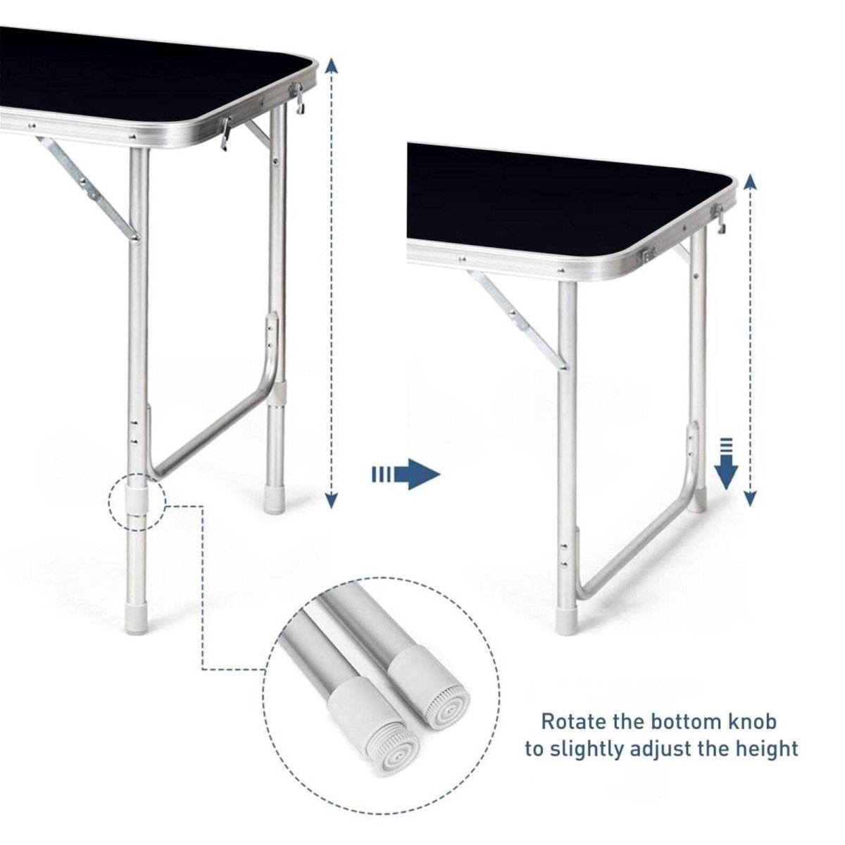 KILIROO Camping Table 120cm Black (With Grey Storage Bag) - Outdoorium