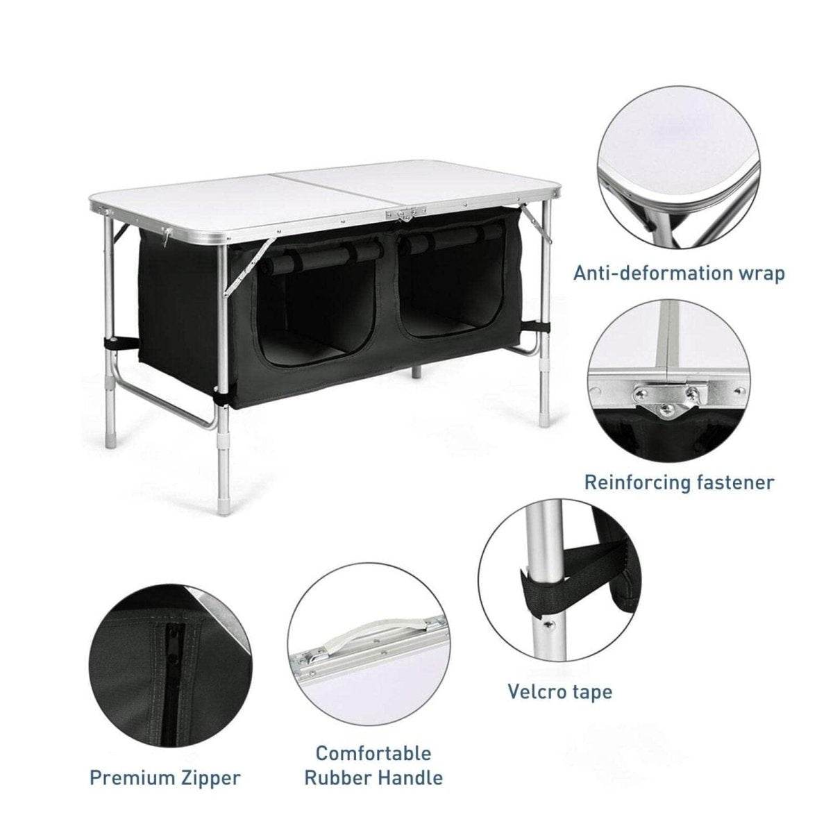 KILIROO Camping Table 120cm Black (With Grey Storage Bag) - Outdoorium
