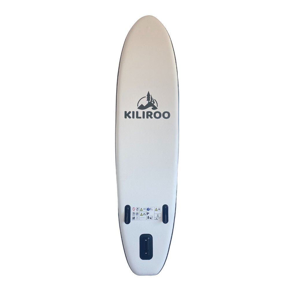 KILIROO Inflatable Stand Up Paddle Board Balanced SUP Portable Ultralight, 10.5 x 2.5 x 0.5 ft, with EVA Anti - Slip Pad Grey, Tiffany Blue & Red - Outdoorium