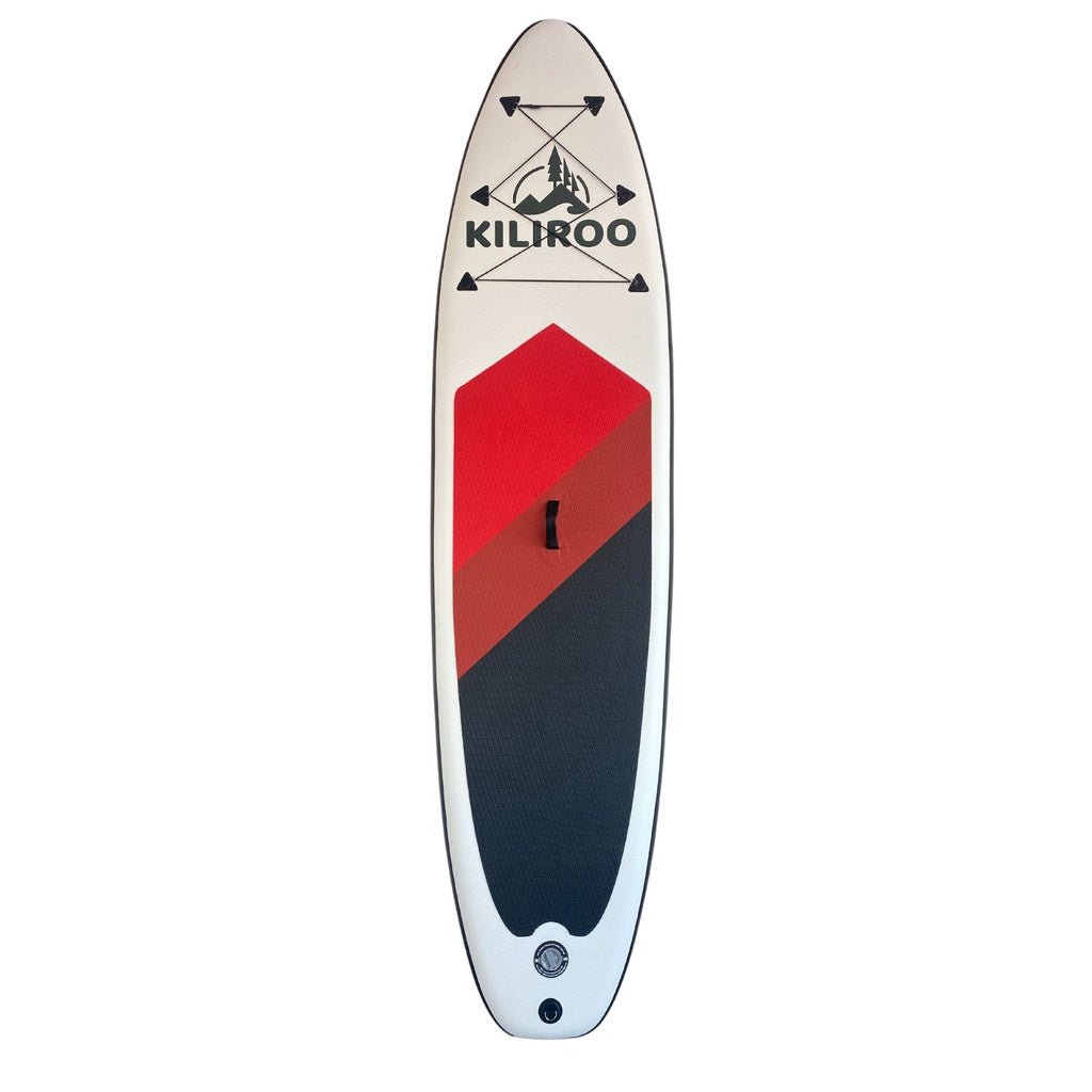 KILIROO Inflatable Stand Up Paddle Board Balanced SUP Portable Ultralight, 10.5 x 2.5 x 0.5 ft, with EVA Anti - Slip Pad Red, Dark Red & Black - Outdoorium