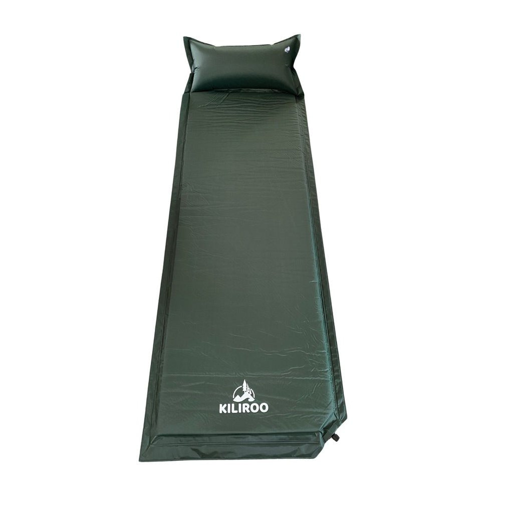 KILIROO Inflating Camping Mat with Pillow - Army Green - Outdoorium