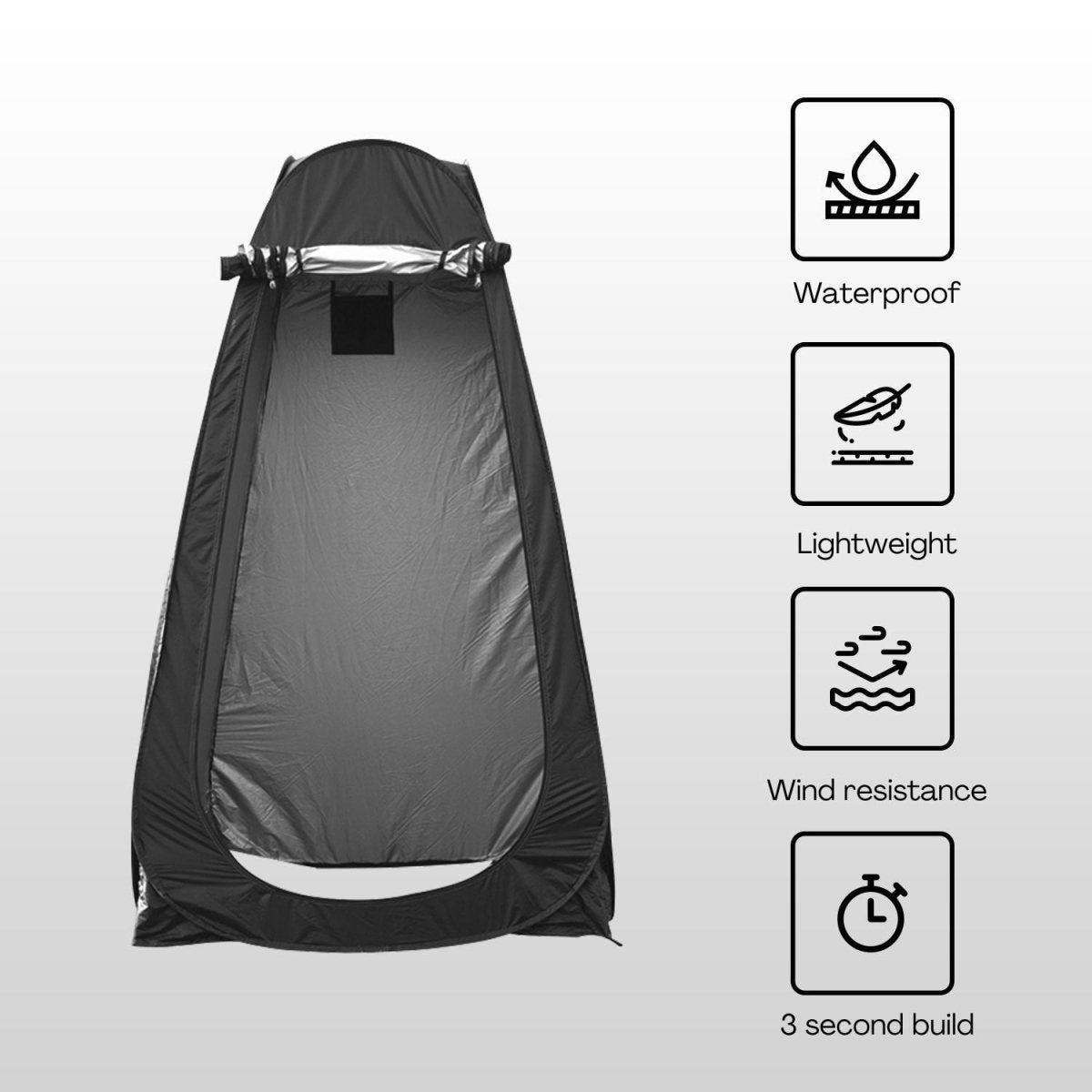 KILIROO Shower Tent with 2 window (Black) - Outdoorium