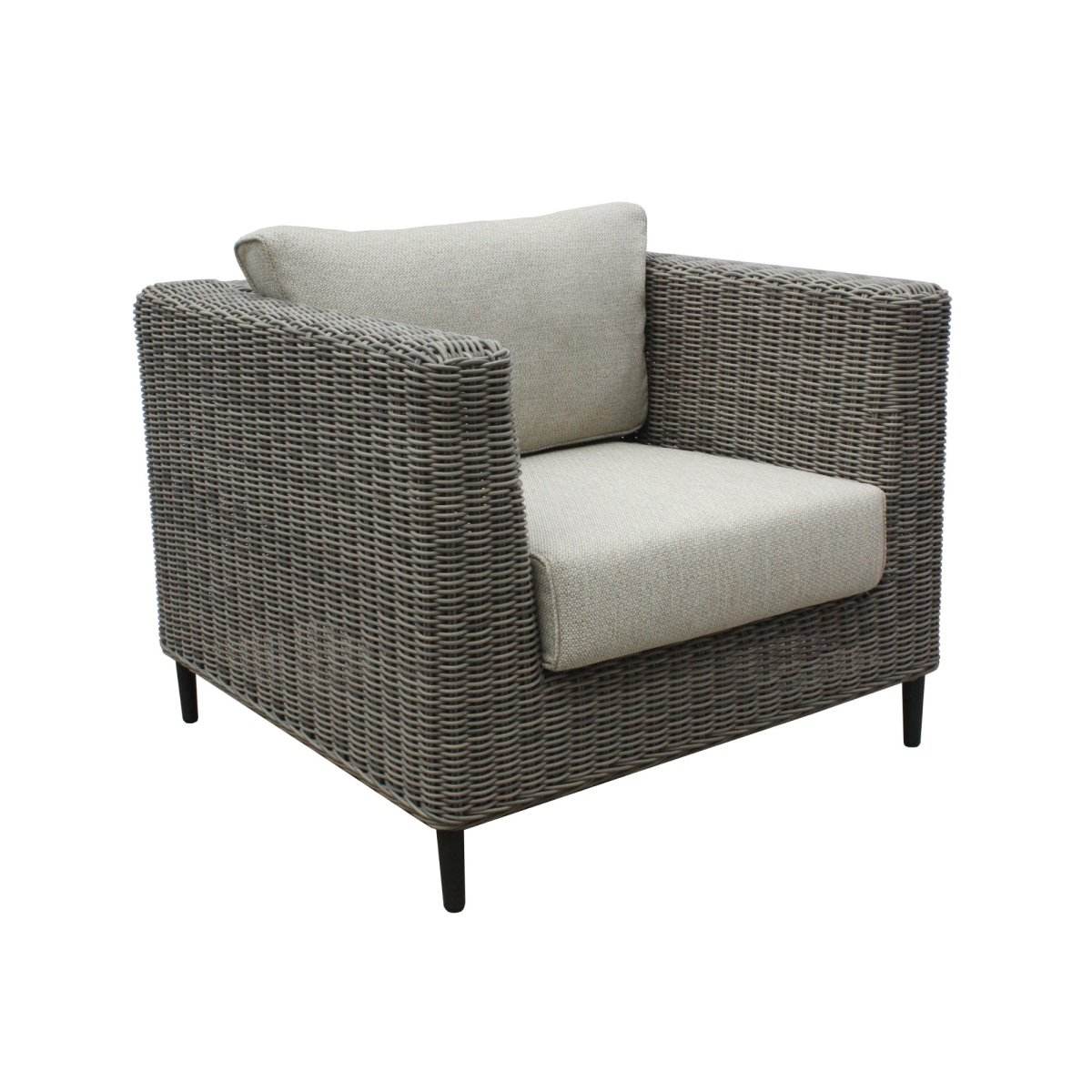 Lara 1 Seater Outdoor Sofa Armchair Rattan Wicker Lounge Light Grey - Outdoorium